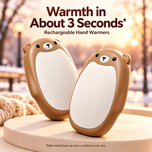 🔋Rechargeable Bear Hand Warmers— Magnetic, 3 Heat Settings & Pocket-Size Design
