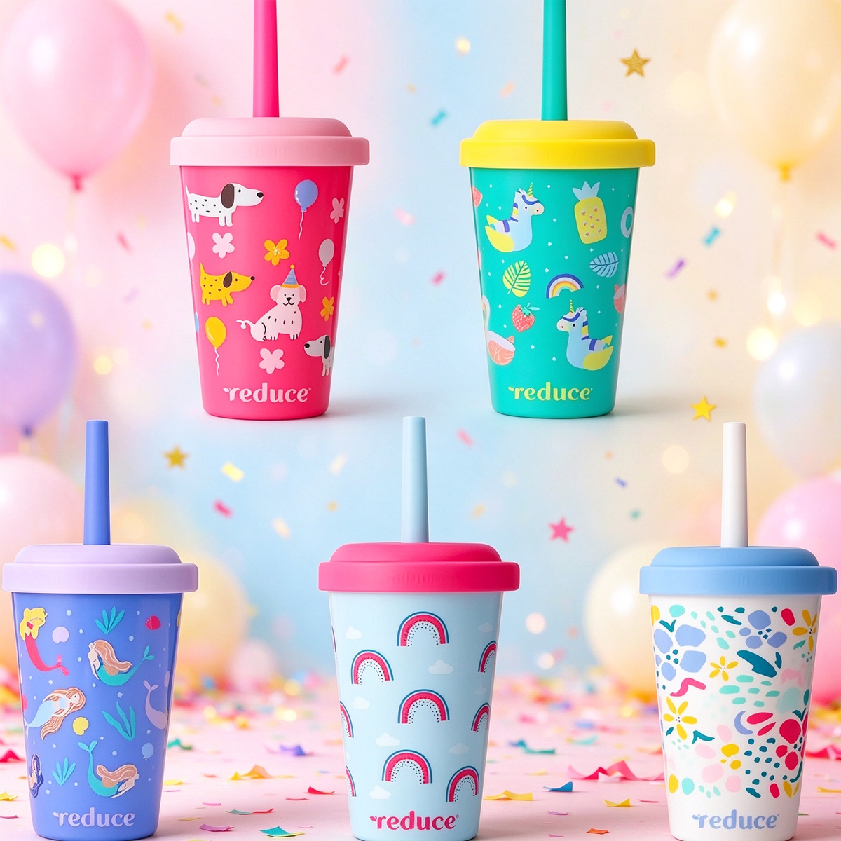 🥤12 oz. Kids' Water Cup Club Party Set – Fun Fruit-Themed Cute Designs