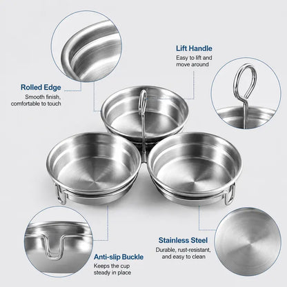 Stainless Steel Egg Poacher, 3 Cavity Steaming Egg Mold with Handle