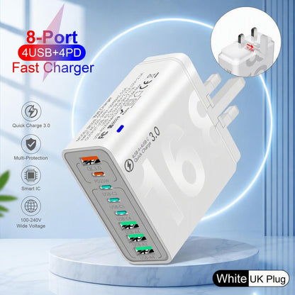 Portable Smart 8-Port Charger, Suitable For A Variety Of Devices