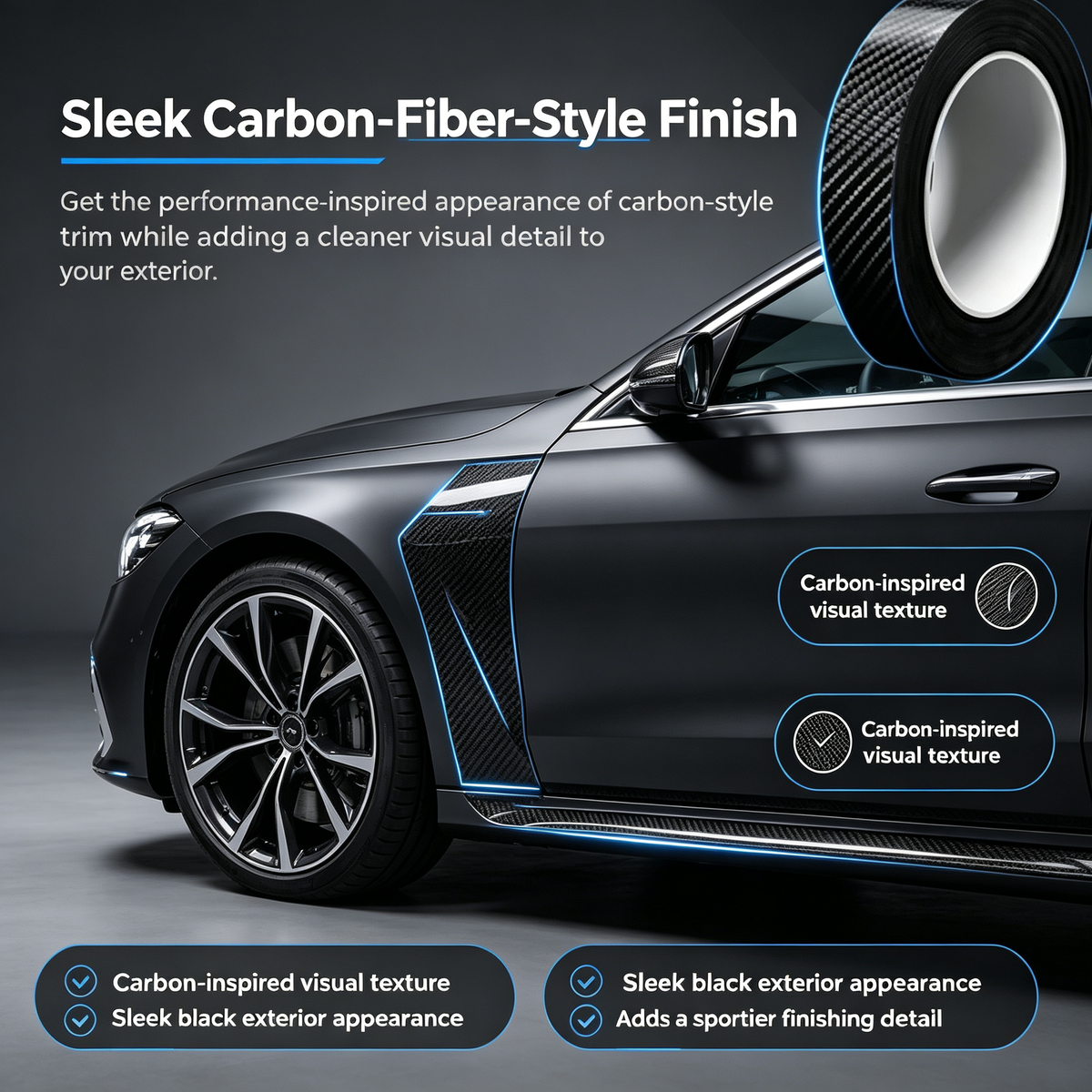 Carbon-Fiber-Style Car Anti-Scratch Protective Strip