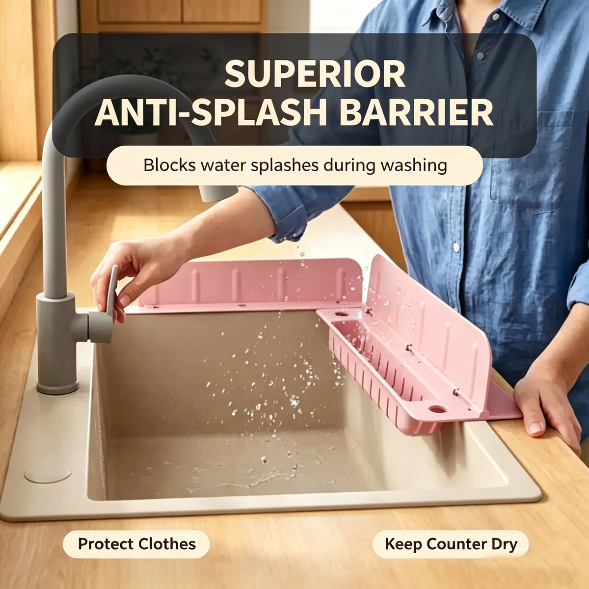 💧 Foldable splash guard - suitable for handwashing basins, dining rooms, and dishwashing sinks