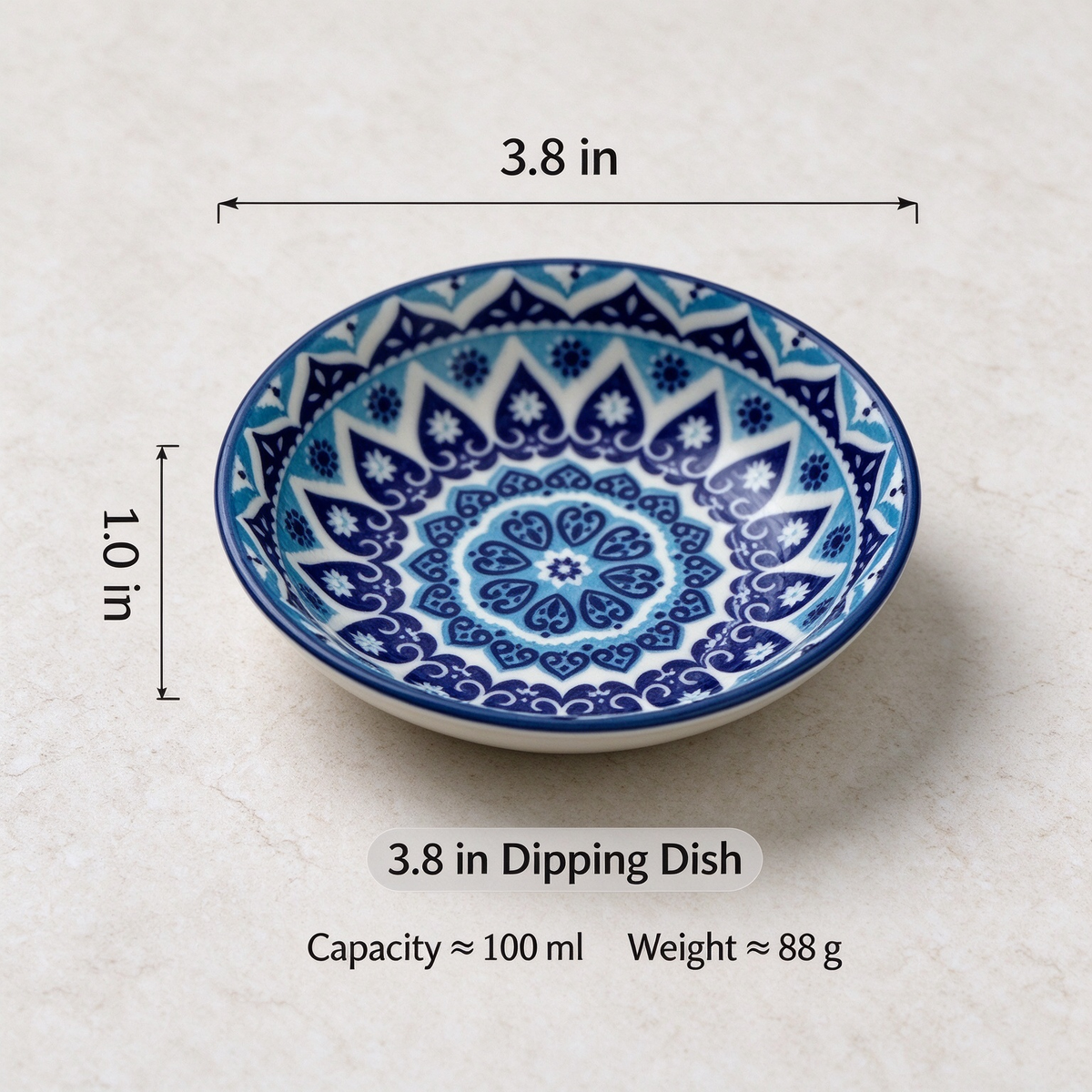 🍽️Round ceramic sauce bowl with colorful geometric patterns