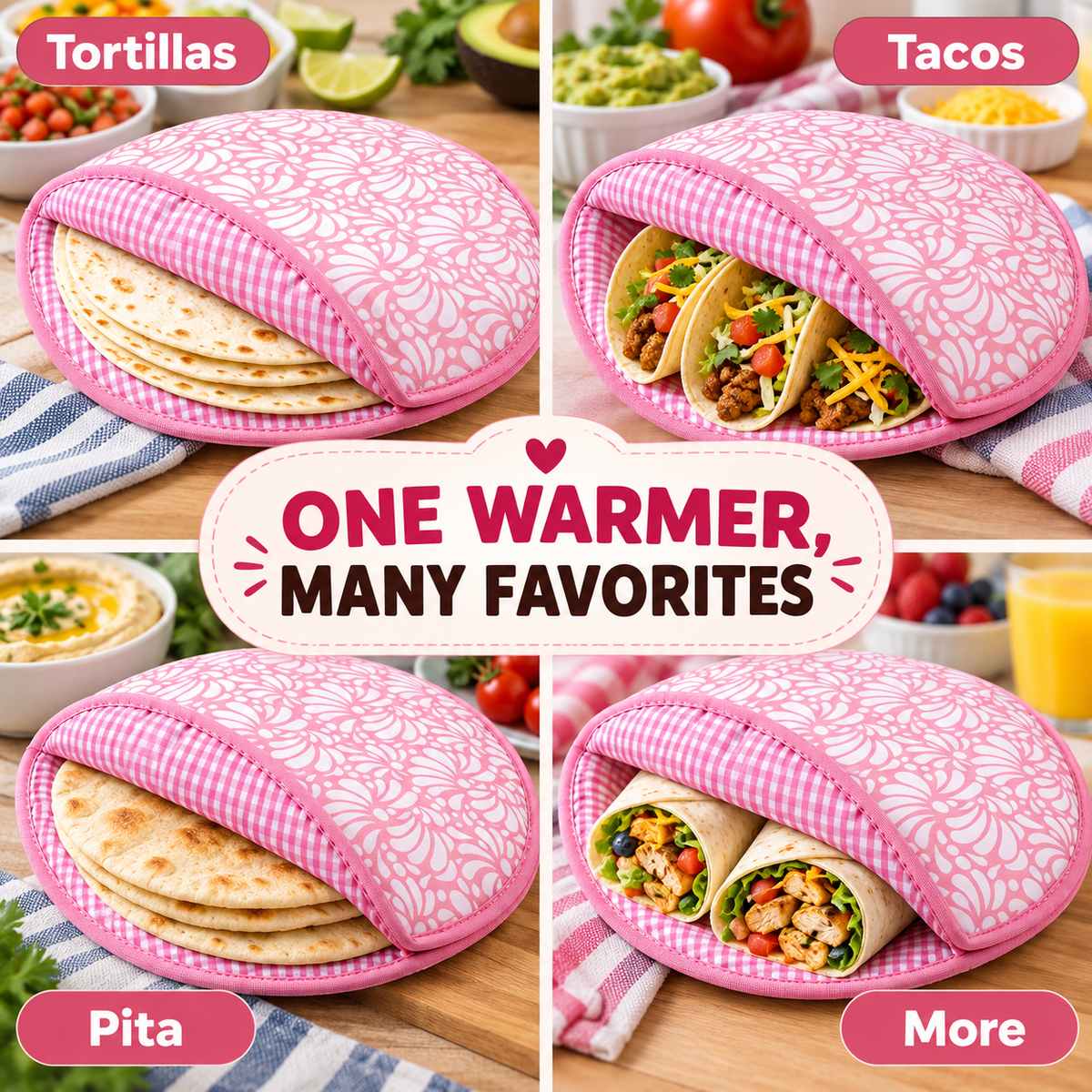 🌮2-Pack 12-Inch Tortilla Warmer Pouch – Suitable for Tortillas, Burritos, Naan, and Pizza Wraps
