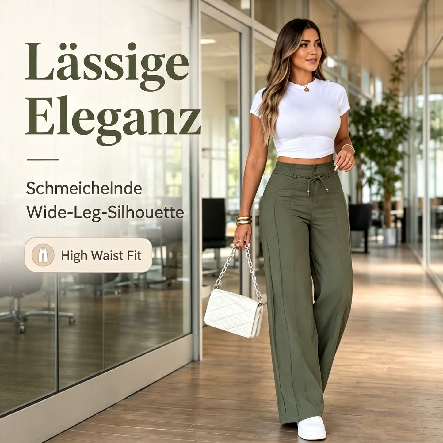 New Spring/Summer Drawstring High-Waisted Wide-Leg Pants