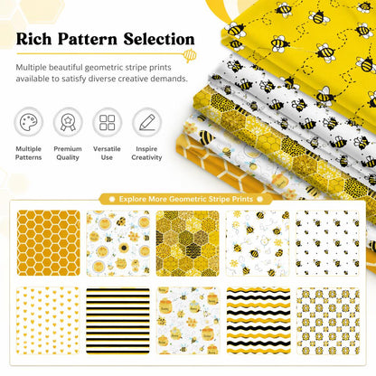 ✂️🧵Five-piece bee and daisy floral patchwork fabric set