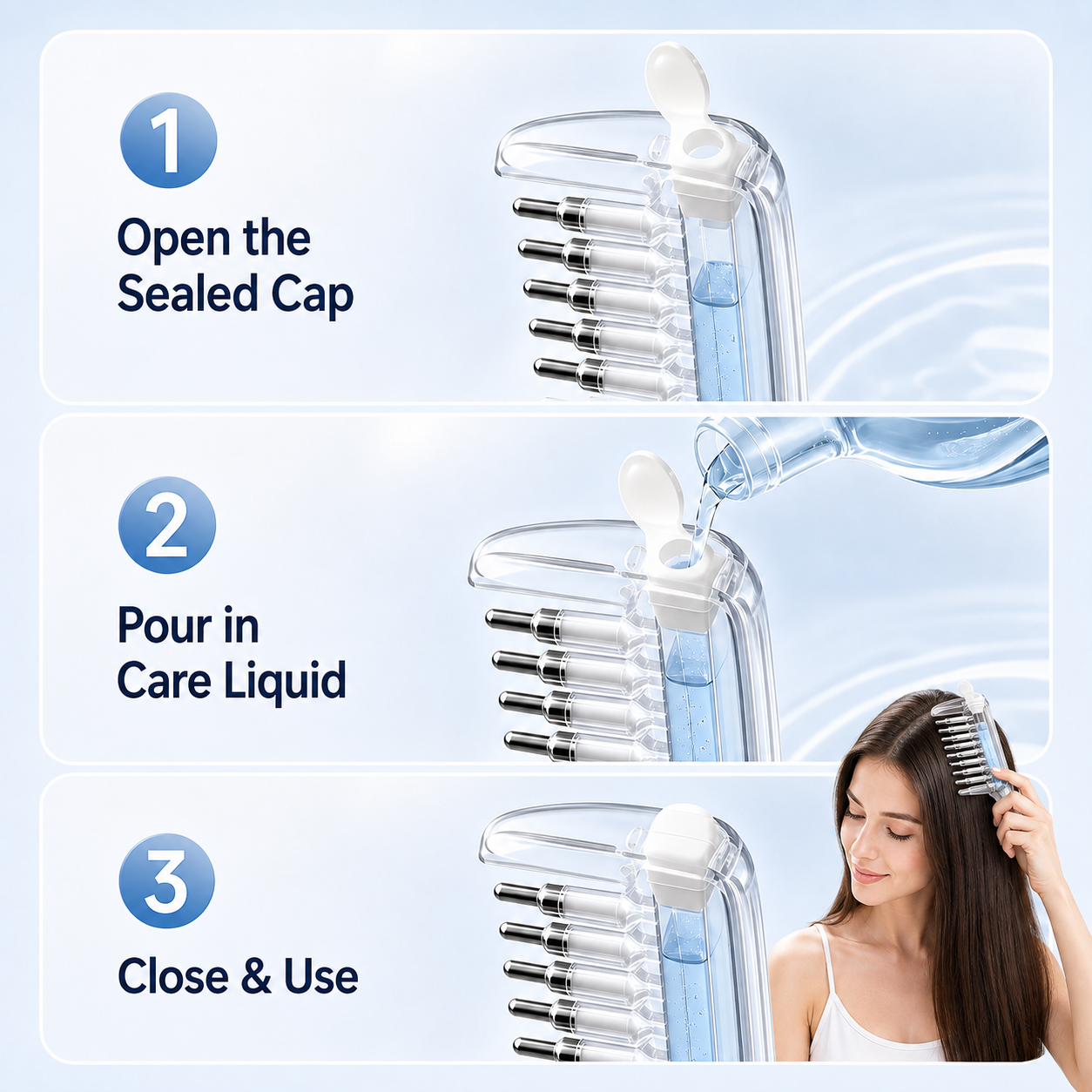Scalp Liquid Applicator Comb, Refillable Hair Root Oil Massage Comb for Hair Care Treatment