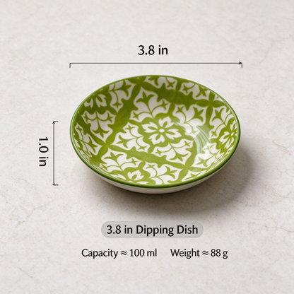 🍽️Round ceramic sauce bowl with colorful geometric patterns