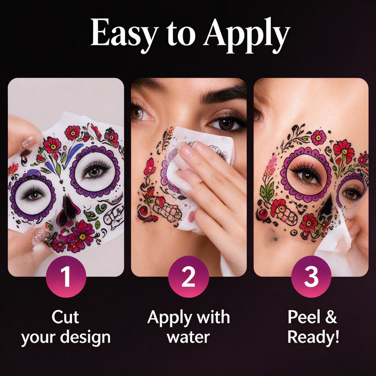 Skull Temporary Face Tattoos