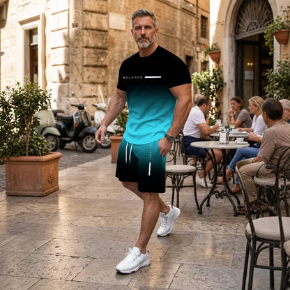 ⚡ Men’s Gradient Short Sleeve Tracksuit