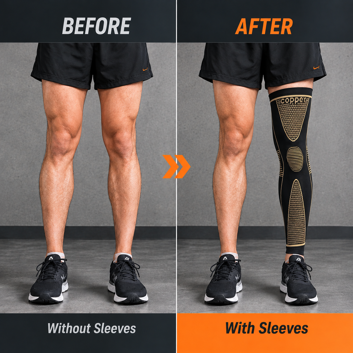 Copper-Infused Full-Leg Compression Sleeve — Unisex Slip-On Athletic Gear (Pair)