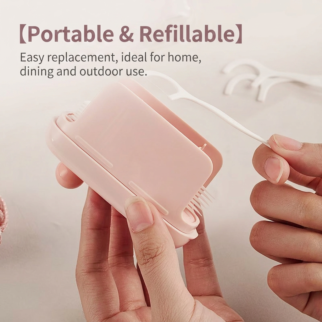 🌟Travel-sized storage case - features an automatic pop-up dispenser