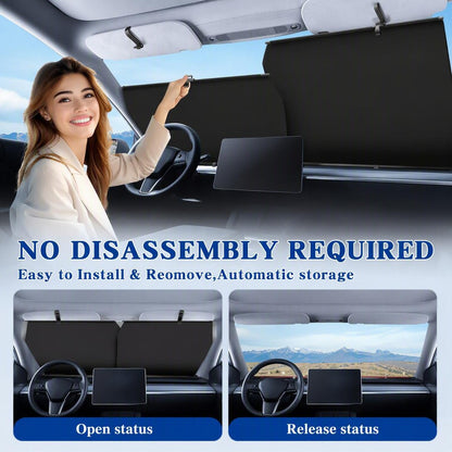 ☀️Windshield sunshade - Adjustable, automatic retractable type