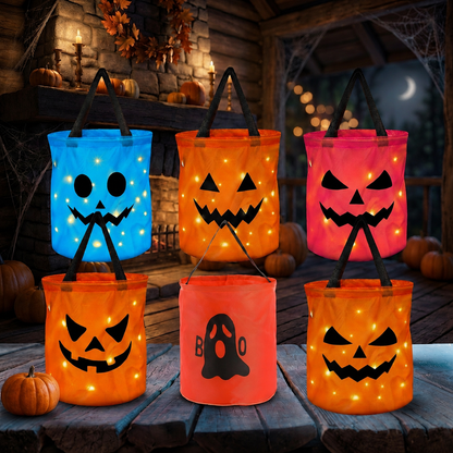 👻🌟LED Light-Up Halloween Pumpkin Candy Tote Bag