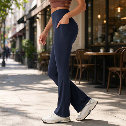 High-Waisted Shaping Bootcut Leggings with Pockets