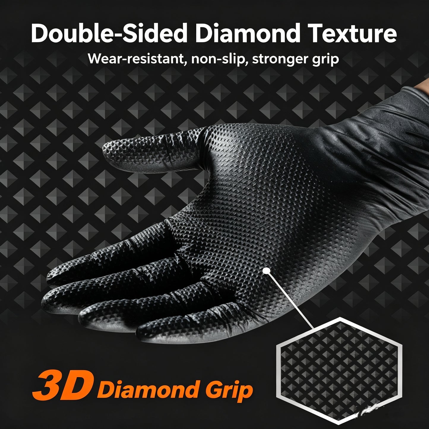 High Quality Thickened Wear Resistant Patterned Nitrile Gloves