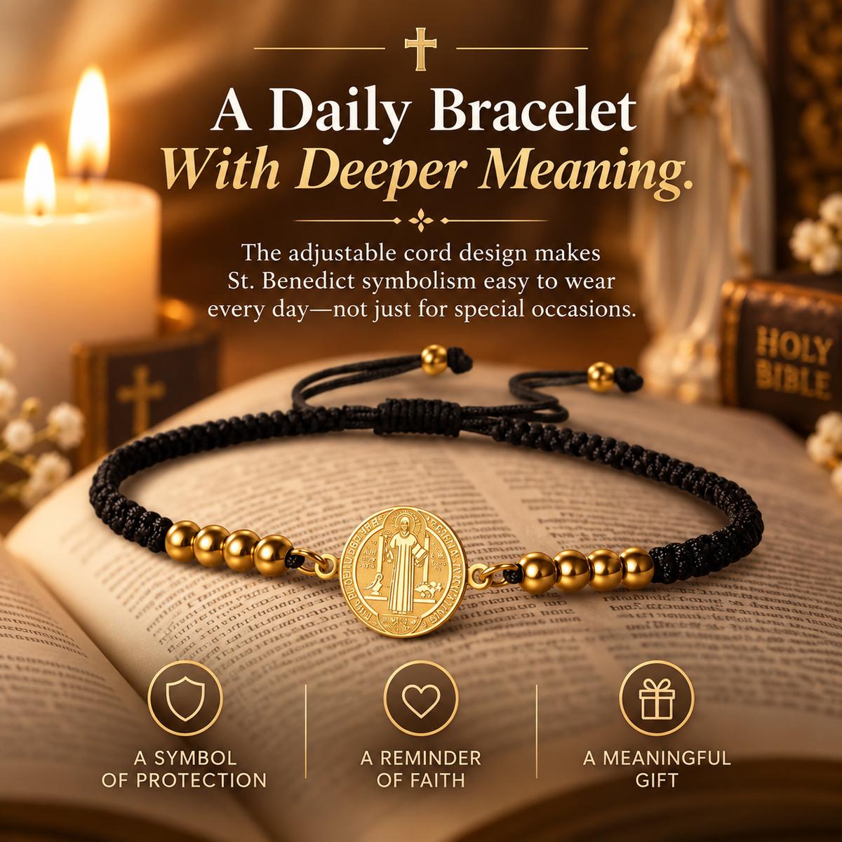 St. Benedict Bracelets, Catholic Religious Symbolism Jewelry Gift
