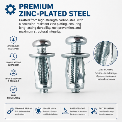 🔧30/60/120Pcs Heavy-duty carbon steel button rivet lock nut set