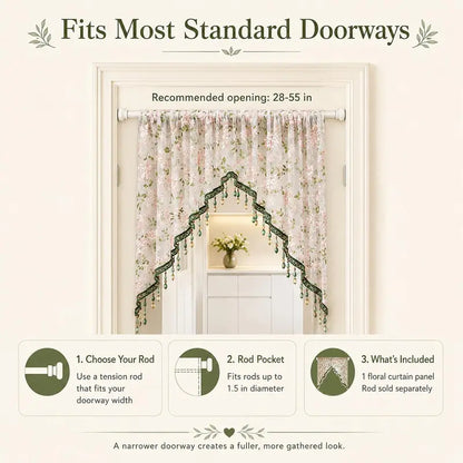 🚫🔨 Hole-free French floral door curtains