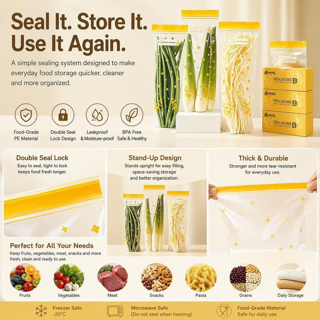 Thick Double Seal Food Storage Bags