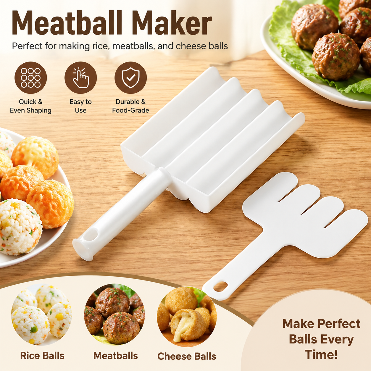 ⚡Meatball maker – can be used to make rice balls, meatballs