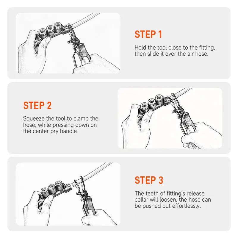 One-Hand Op. Heavy Duty Push-to-Connect Air Hose Connector Remover Pliers