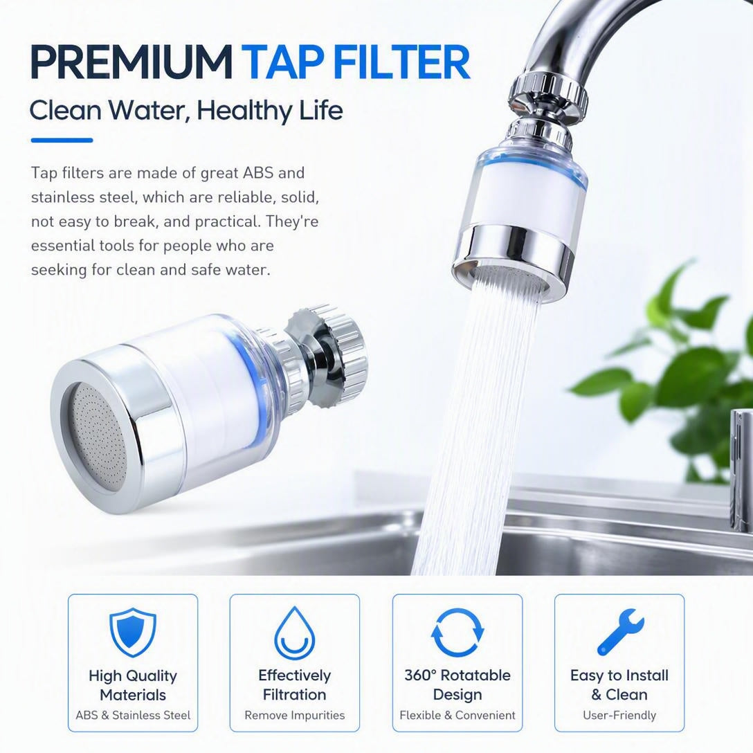 360° Rotating Kitchen Faucet Water Filter with 6 Filter Cartridges