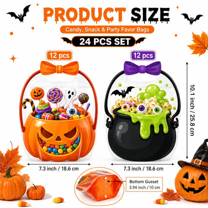 🎃 Halloween Goodie Bags with Handles | Clear Candy & Treat Bags 👻🍬