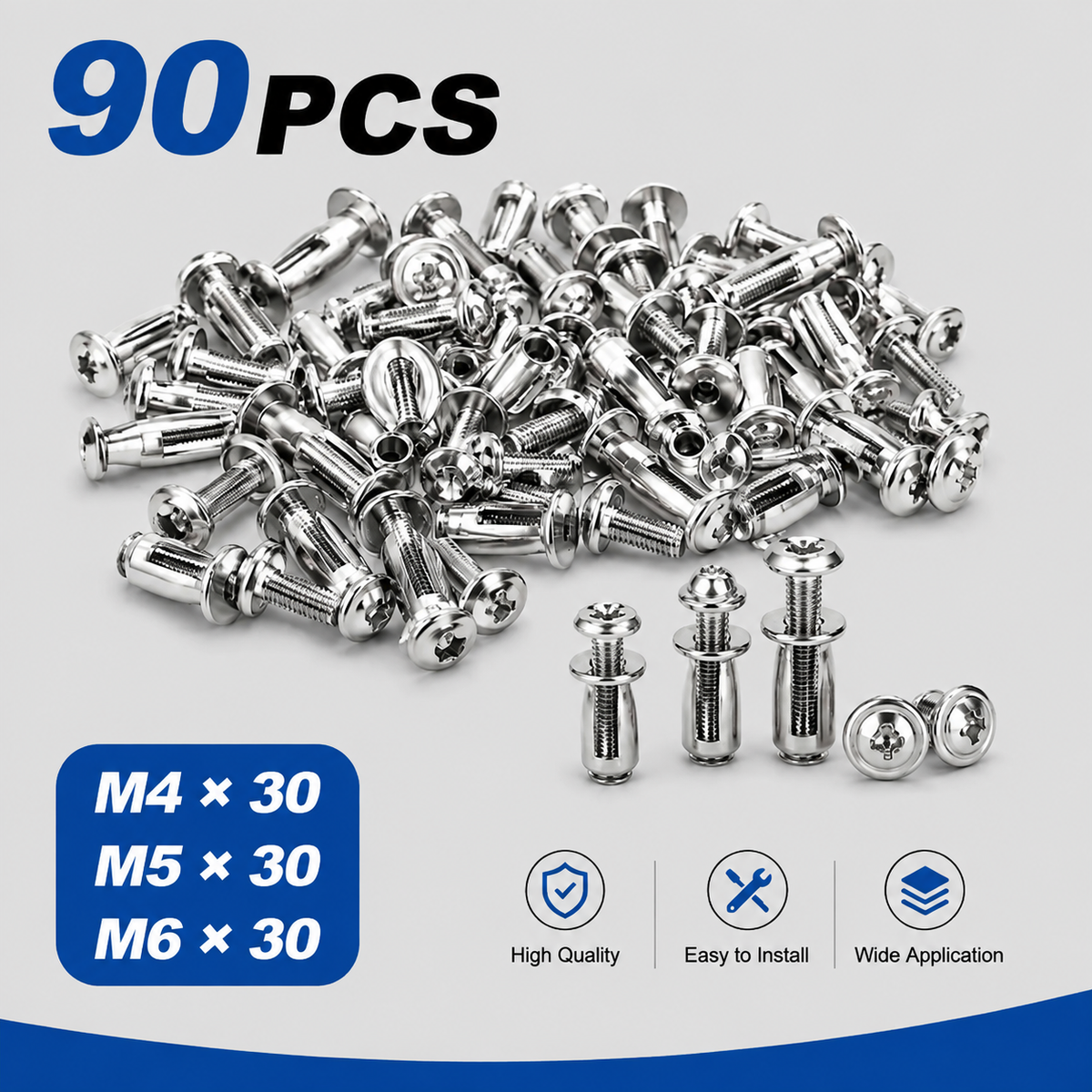 🔧30/60/120Pcs Heavy-duty carbon steel button rivet lock nut set