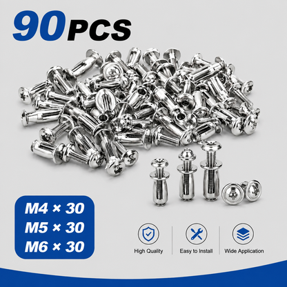🔧30/60/120Pcs Heavy-duty carbon steel button rivet lock nut set
