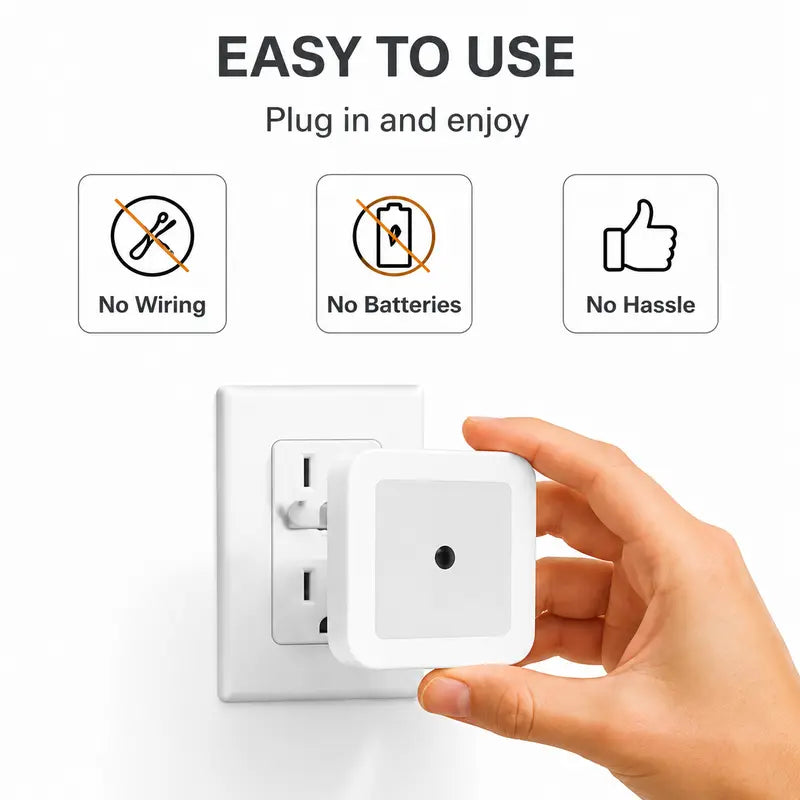 Creative Gift Intelligent LED Plug-in Energy-Saving Light-Controlling Night Light（4Pcs）