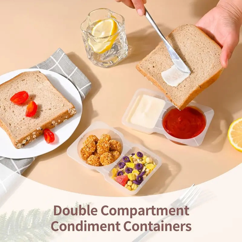 ♻️10-pack reusable double-compartment snack and seasoning containers