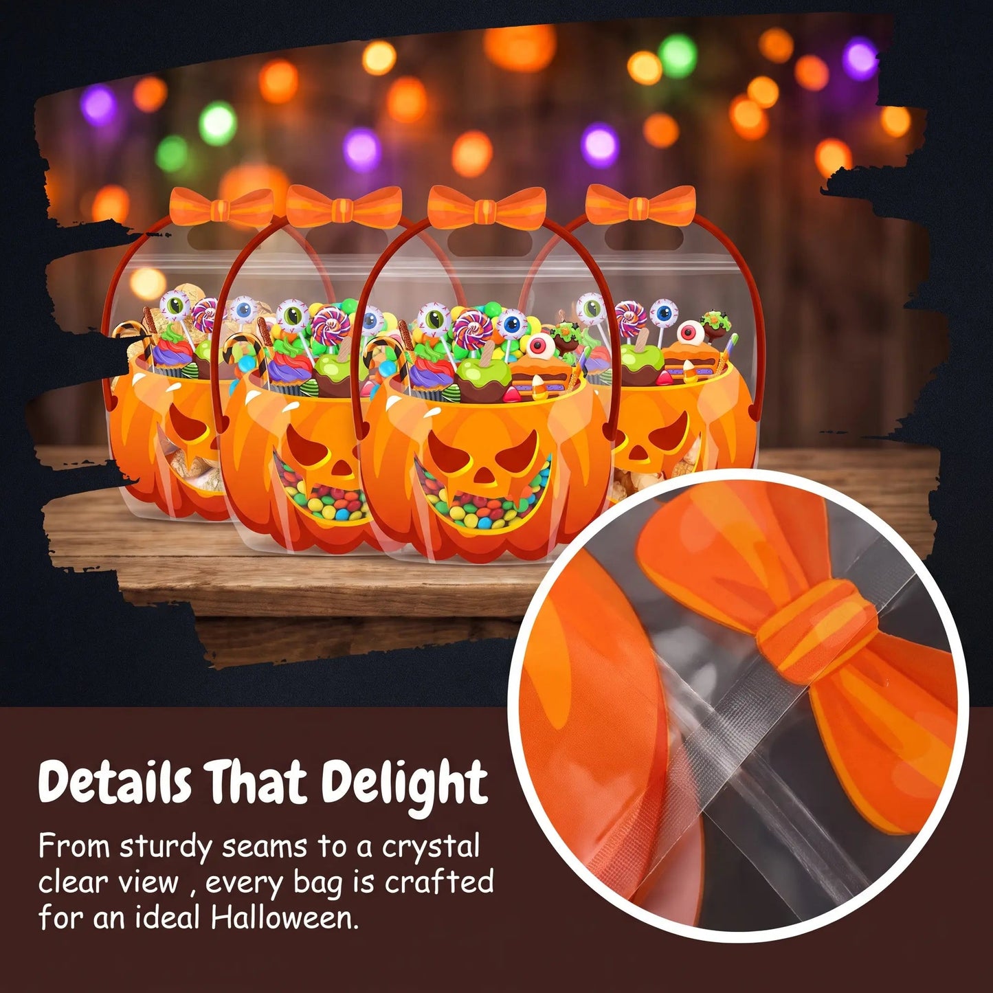 🎃 Halloween Goodie Bags with Handles | Clear Candy & Treat Bags 👻🍬