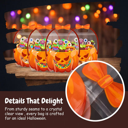 🎃 Halloween Goodie Bags with Handles | Clear Candy & Treat Bags 👻🍬