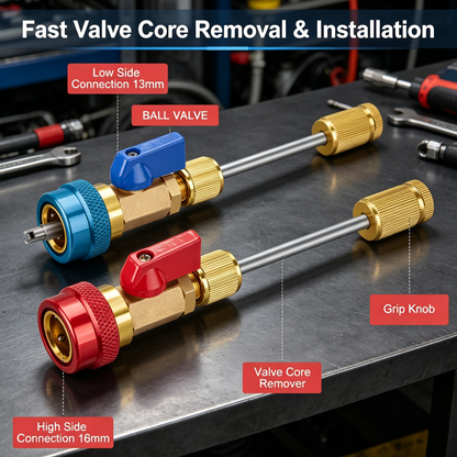 R134A High & Low Pressure AC Valve Core Remover Installer Kit