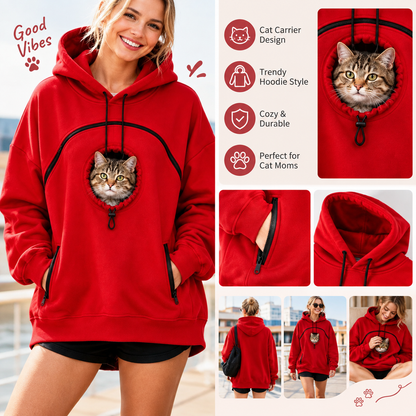 🐱Unisex pet hoodie with a cat-carrying pouch and hand-warming pockets