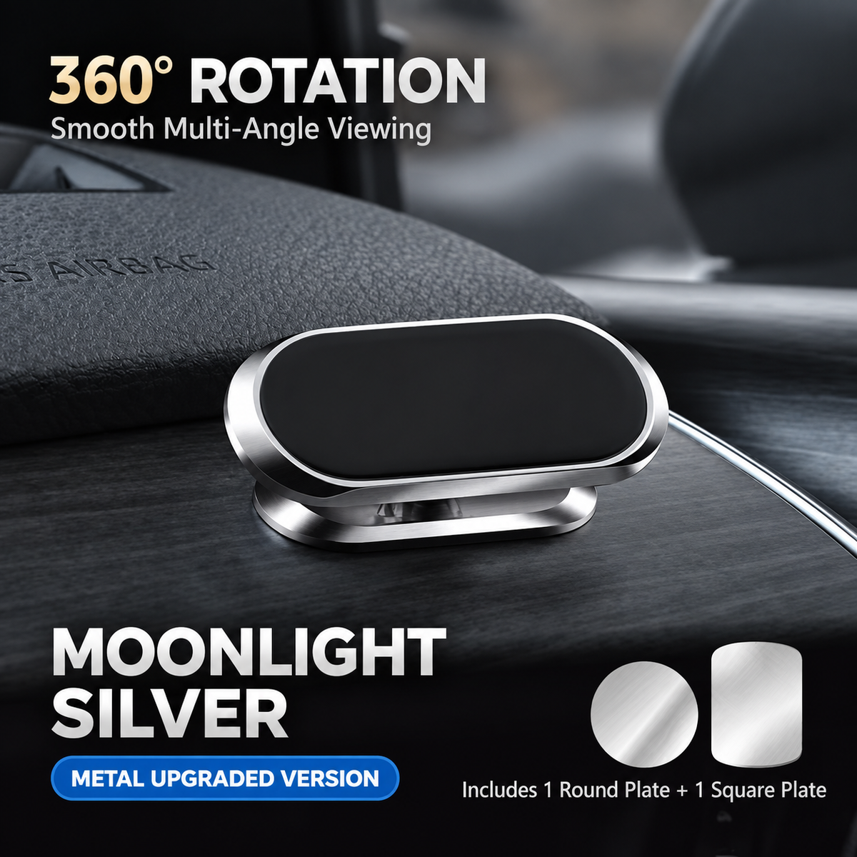 📱Car Magnetic Phone Holder - 360° Adjustable, with Included Metal Plate