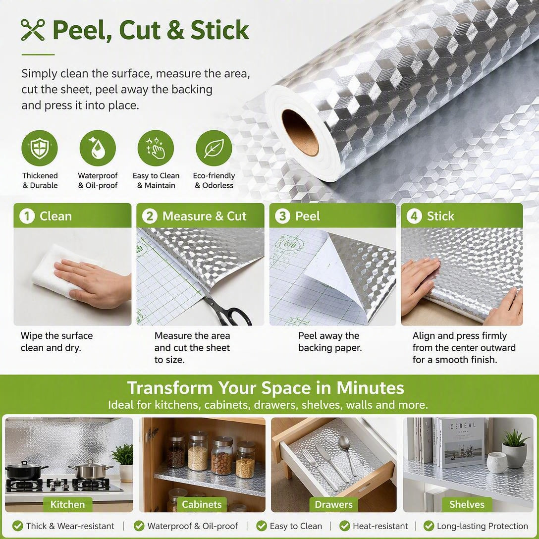 Self-Adhesive Aluminum Foil Kitchen Backsplash Wallpaper