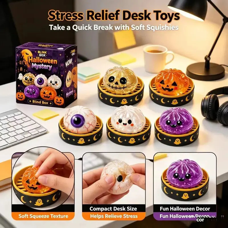 Halloween Ghost Dumpling Glitter Squeeze Toy