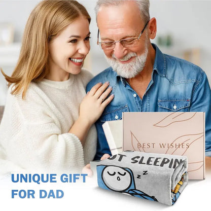 😴🛋️ Funny Gift Dad Is Not Sleeping Flannel Blanket