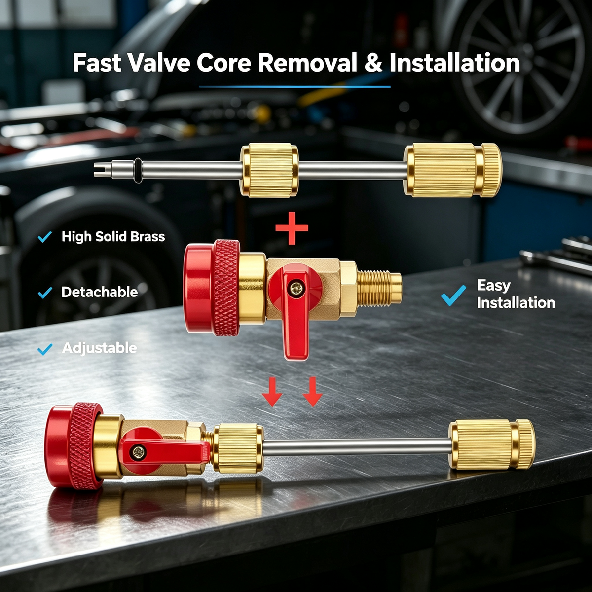 R134A High & Low Pressure AC Valve Core Remover Installer Kit