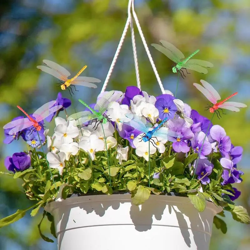 Creative Mixed-Color Artificial Dragonfly Decorative Clips for Lawns and Gardens