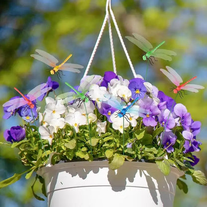 Creative Mixed-Color Artificial Dragonfly Decorative Clips for Lawns and Gardens