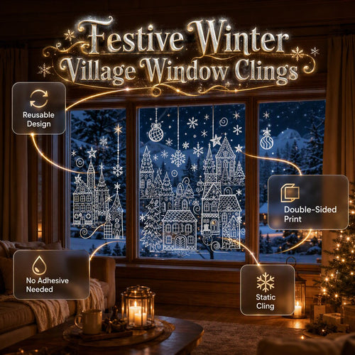 Christmas Winter Village Window Clings