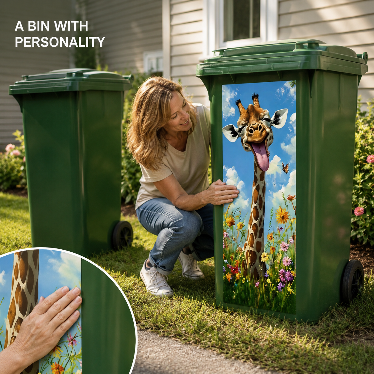 Creative Trash Can Sticker with Colourful Cartoon✨
