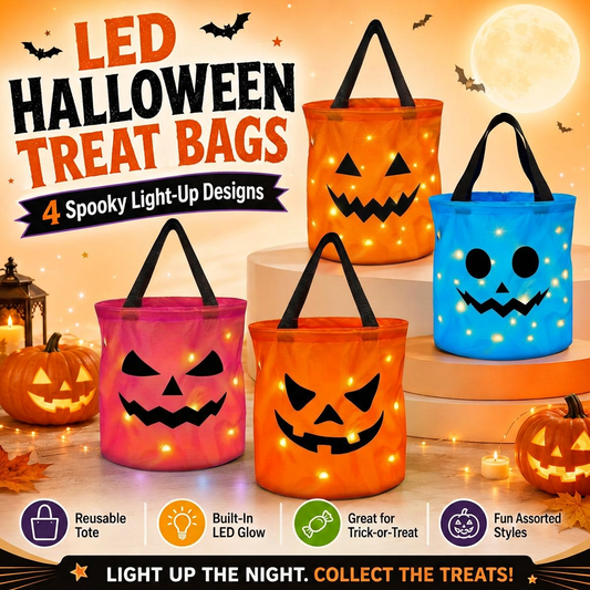 👻🌟LED Light-Up Halloween Pumpkin Candy Tote Bag