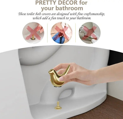 Decorative Toilet Bolt Caps – Aesthetic Ceramic Bird Covers for Ugly Bathroom Screws (2-Pack)
