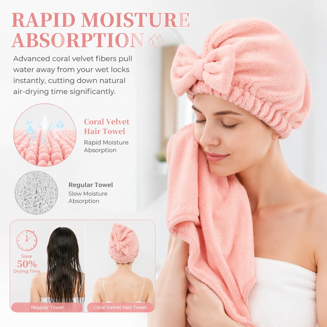 💥Women's Bow-Decorated Shower Cap and Hair Dryer Cap