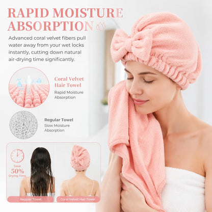 💥Women's Bow-Decorated Shower Cap and Hair Dryer Cap