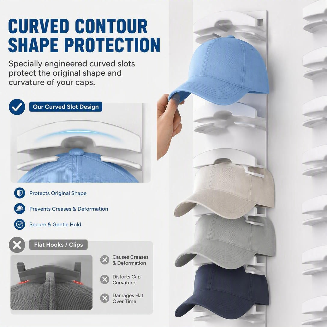🧢2-pack wall-mounted baseball cap storage rack